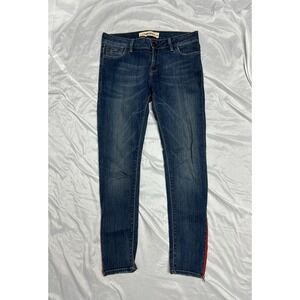 Etienne Marcel Signature Skinny Jeans Red Ankle Zipper Blue Med Wash Women's 29